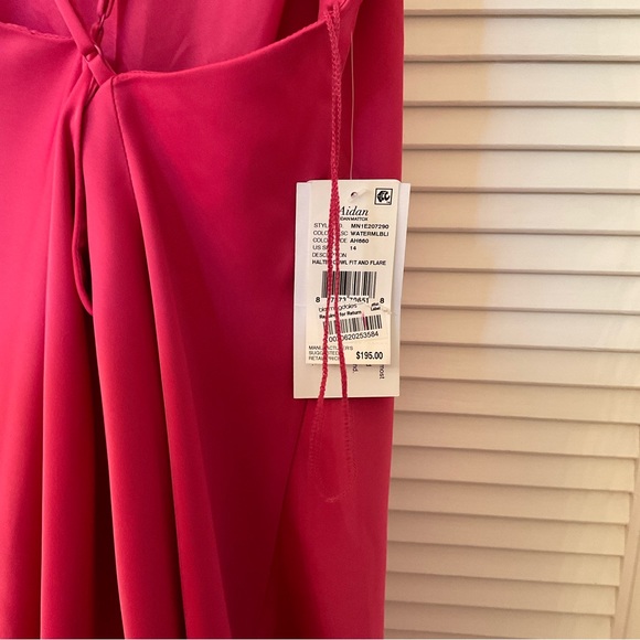 Aidan Mattox Watermelon Cowl Neckline Fit & Flare Dress, Size 14 NWT $195 - Picture 11 of 12